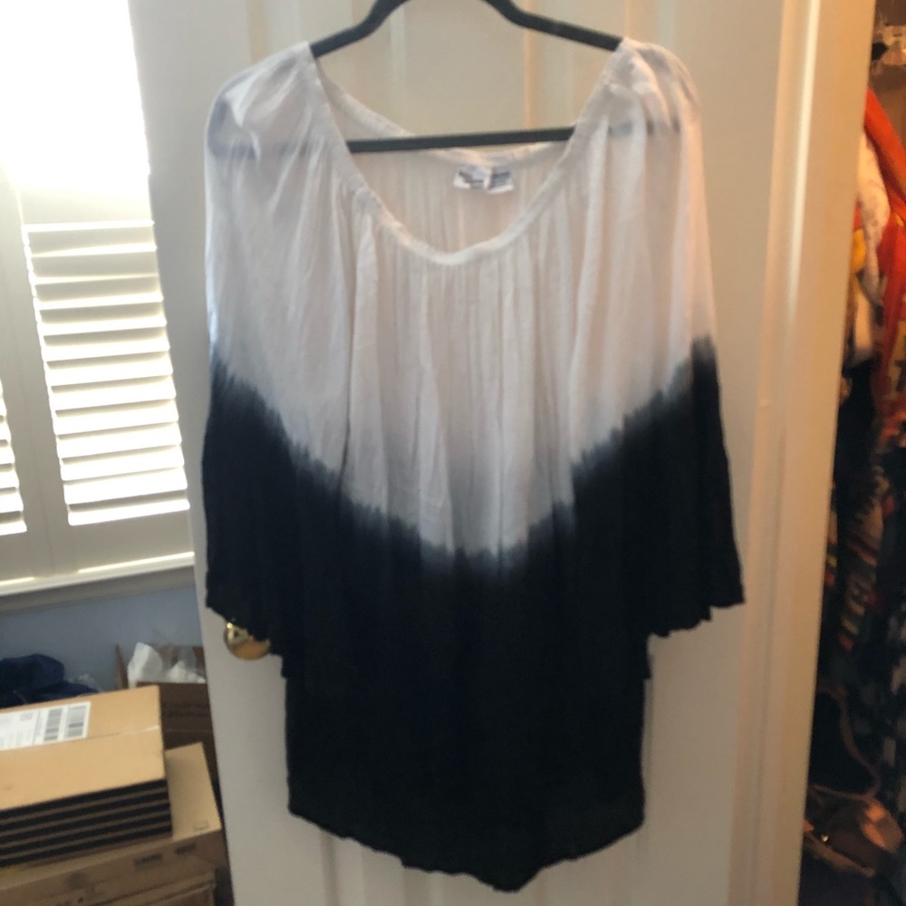Tie dye black and white off the shoulder dress